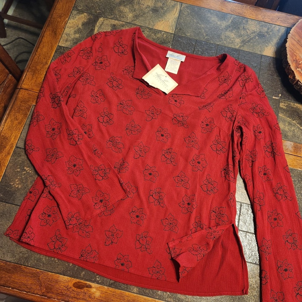 Vtg 90s Kathie Lee Coll Kurta Floral Embroidered Blouse Sz S Dead Stock NWT